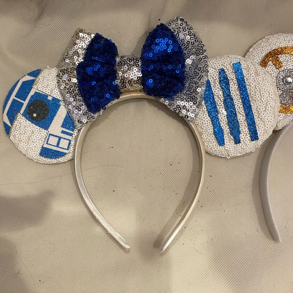 2 Star Wars Sequin Bow Headband Set - Blue and Orange adult or kids - Picture 2 of 7